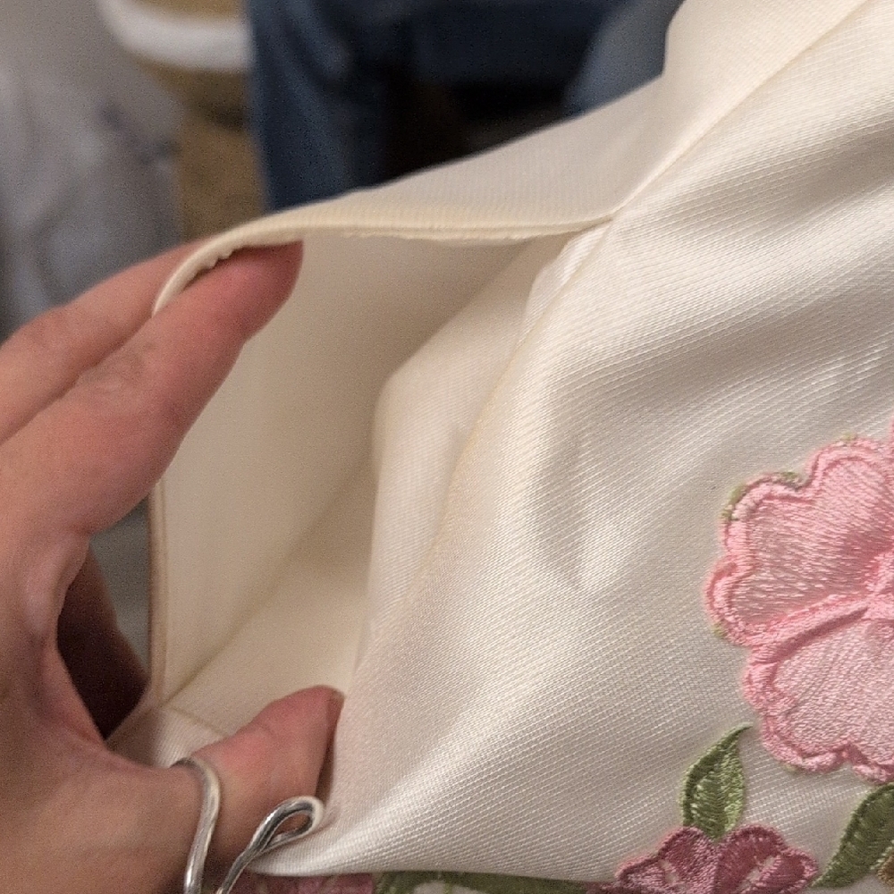 Jovani Ivory Dress with Pink and Green Floral Design - Picture 7 of 11